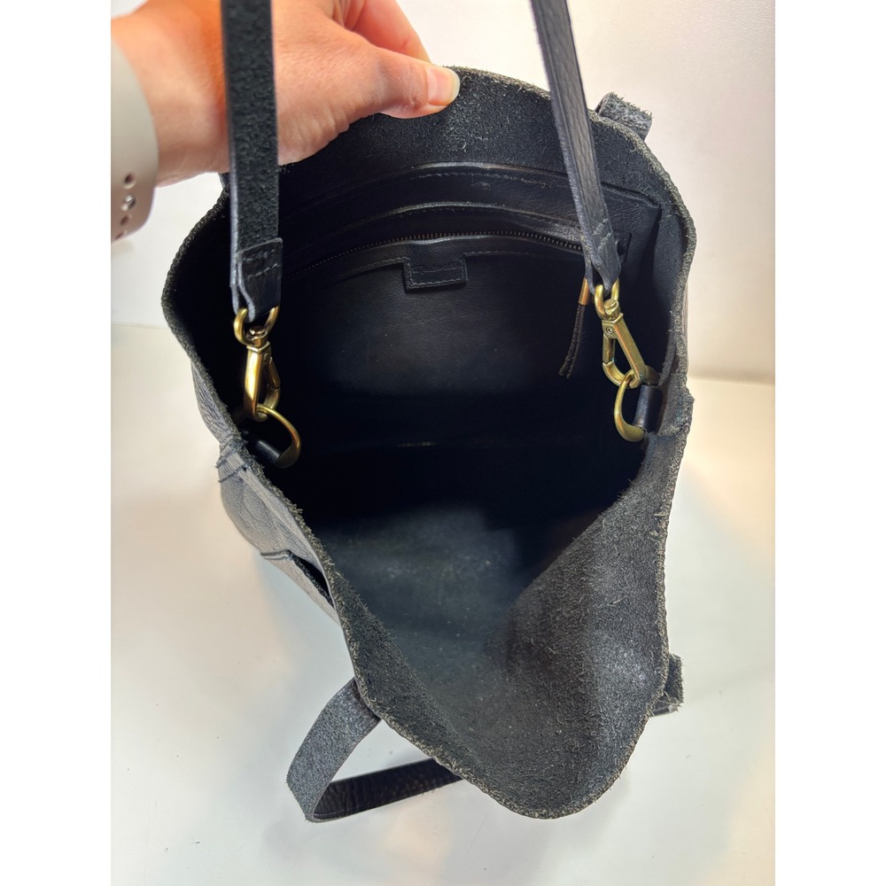 Madewell Medium Transport Tote Black Leather Crossbody Handbag - Picture 8 of 10